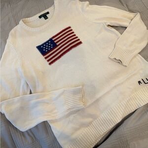 Ralph Lauren Ivory Sweater with Flag Design
